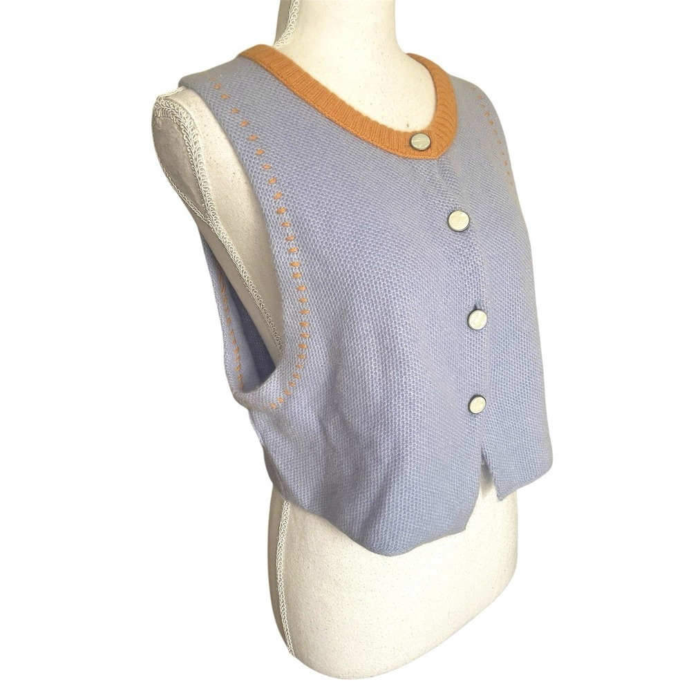 Free People Sammi‎ Cashmere Knit Sweater Vest Periwinkle Blue Pastel Retro Indie - Picture 9 of 16